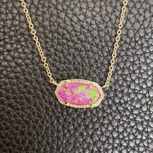 Elisa Gold Necklace fuchsia Kyocera Opal NWOT